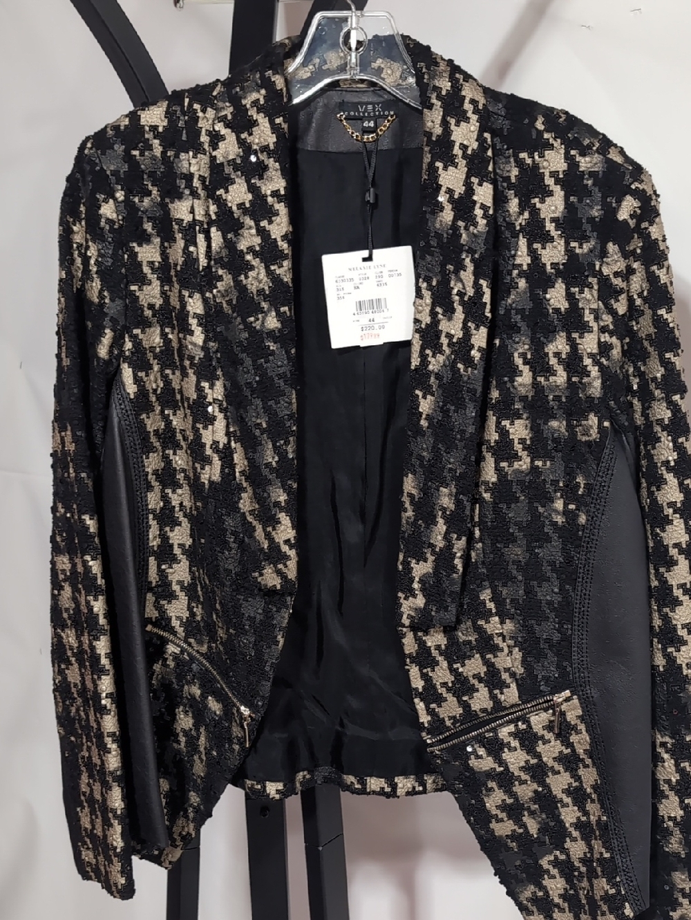 VEX Collection Houndstooth Moto Jacket – Size 44 (fits L/XL)